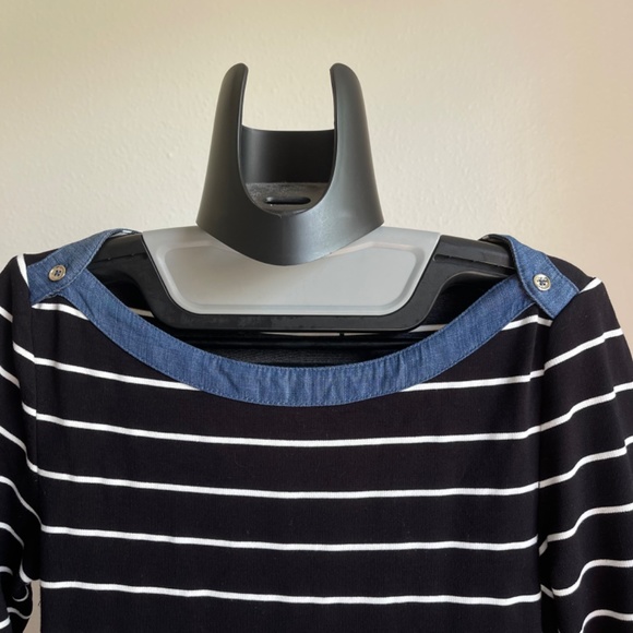 Tommy Hilfiger Black White Striped Bateau Neck Bodycon Dress Size s - Picture 6 of 6